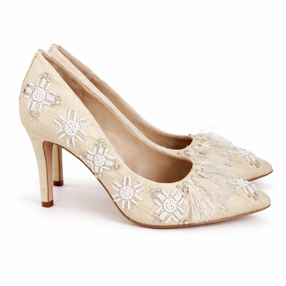 Antonio Melani Monicha Bead Embroidered Boho Heels SZ 6.5